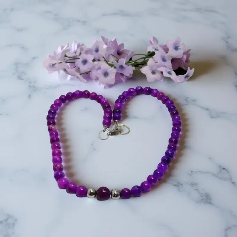Purple Sugilite Necklace with Sterling Silver Lobster Clasp by Bec Sue Jewelry - Bec Sue Jewelry Shop