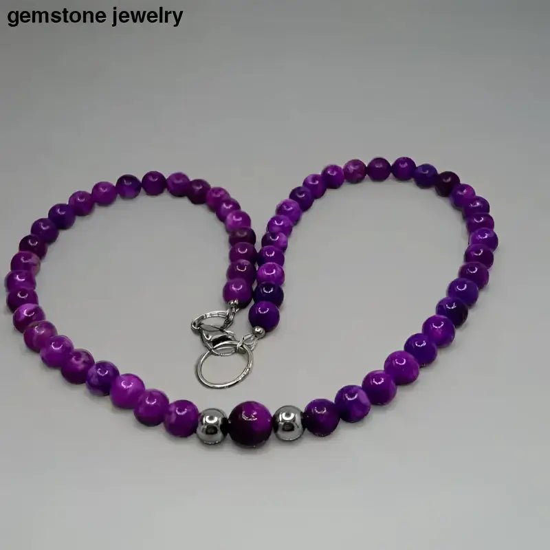 Purple Sugilite Necklace with Sterling Silver Lobster Clasp by Bec Sue Jewelry - Bec Sue Jewelry Shop