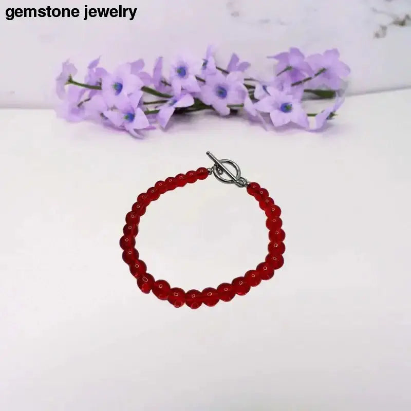 Red Bead Bracelet with Toggle Clasp - Bec Sue Jewelry Shop