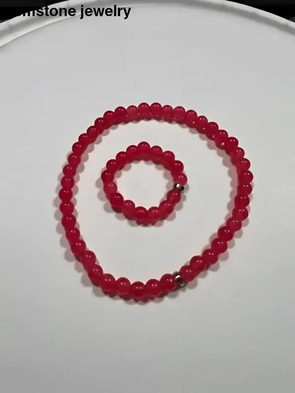 Red Matching Bracelet and Ring Set - Bec Sue Jewelry Shop
