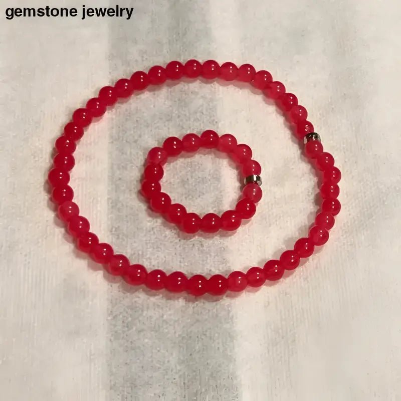 Red Matching Bracelet and Ring Set - Bec Sue Jewelry Shop