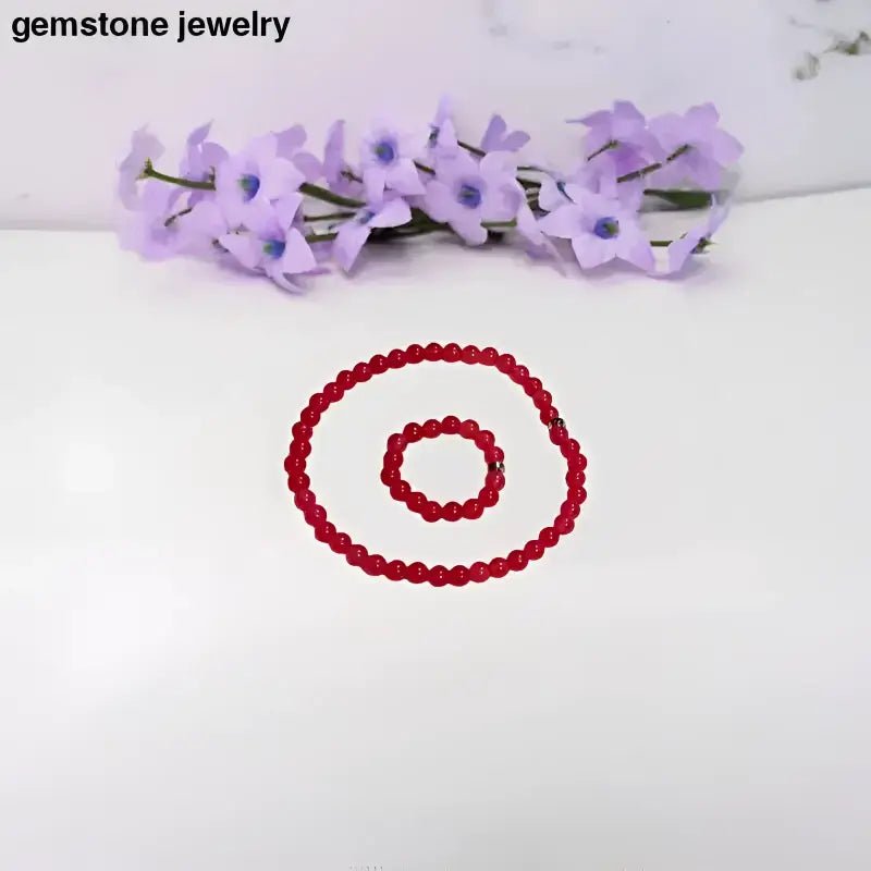 Red Matching Bracelet and Ring Set - Bec Sue Jewelry Shop