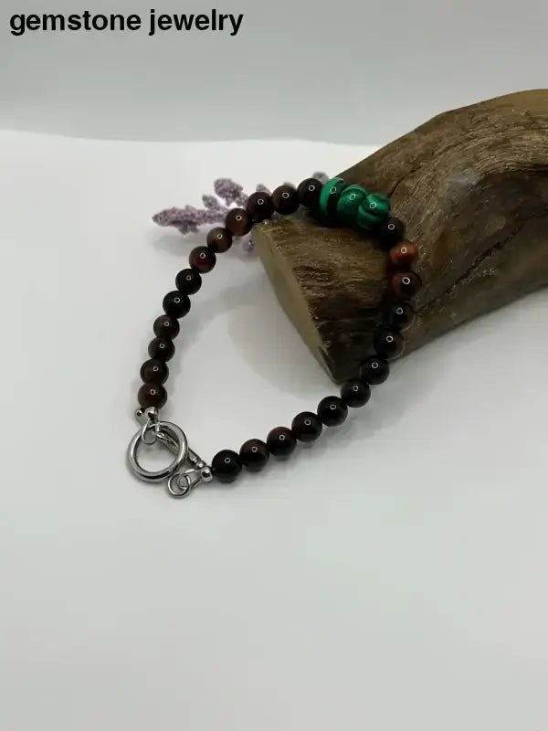 Red Tiger Eye Gemstone Beaded Bracelet - Bec Sue Jewelry Shop
