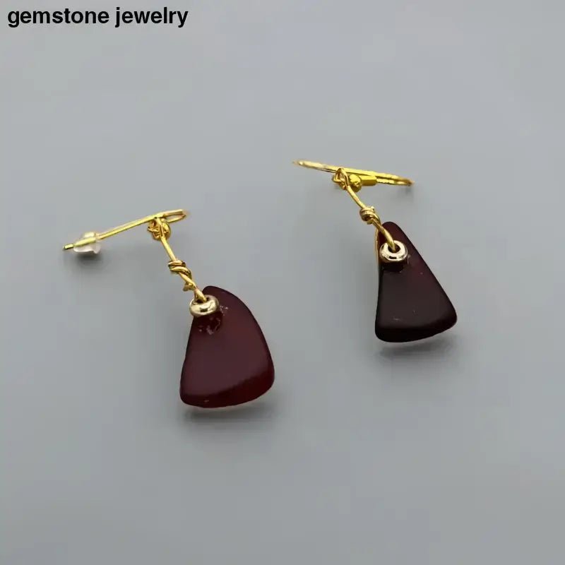 Scarlet Whispers Dangling Earrings in Burgundy - Bec Sue Jewelry Shop