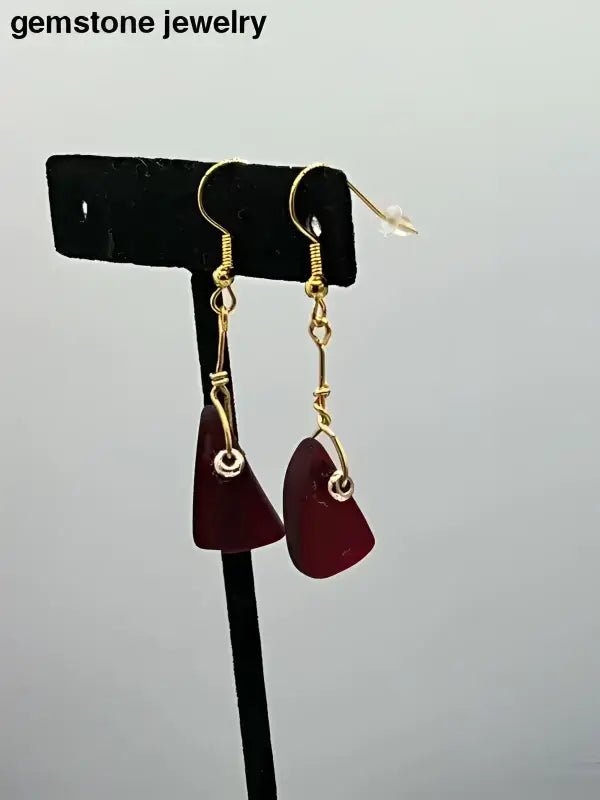 Scarlet Whispers Dangling Earrings in Burgundy - Bec Sue Jewelry Shop