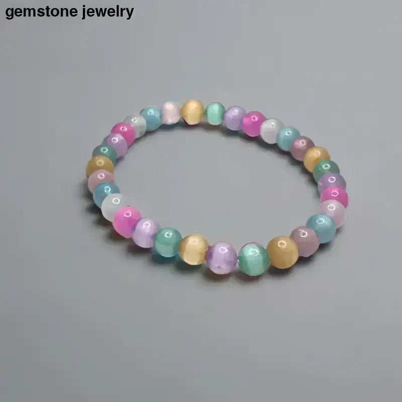 Selenite Stone Bracelet, Pastel Gemstone Beaded Bracelet from Bec Sue Jewelry - Bec Sue Jewelry Shop