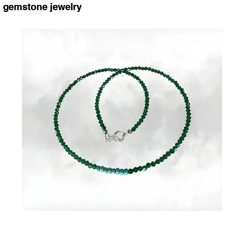 Sparkling Serenity Green Gemstone Necklace with Silver Clasp - Bec Sue Jewelry Shop