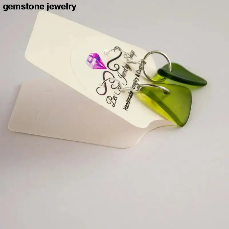Sterling Silver Turtle Earrings with Triangular Green Gemstones - Bec Sue Jewelry Shop