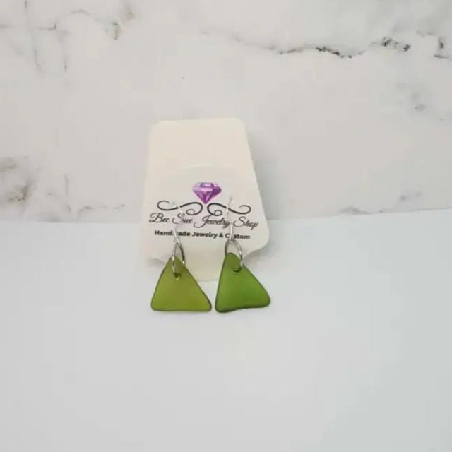Sterling Silver Turtle Earrings with Triangular Green Gemstones - Bec Sue Jewelry Shop