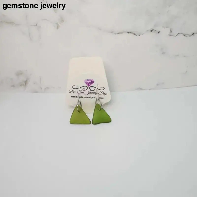 Sterling Silver Turtle Earrings with Triangular Green Gemstones - Bec Sue Jewelry Shop