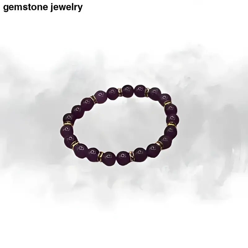 Stunning Amethyst 8mm Beaded Bracelet with Gold Accents - Bec Sue Jewelry Shop