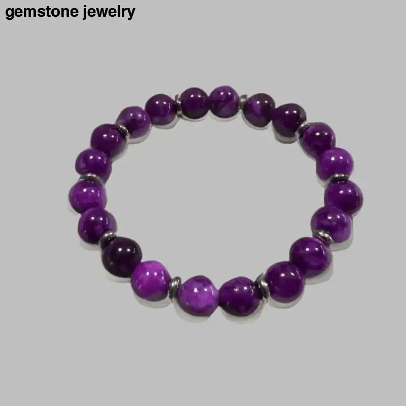 Sugilite Beaded Bracelet in Purple Gemstone Elegance - Bec Sue Jewelry Shop
