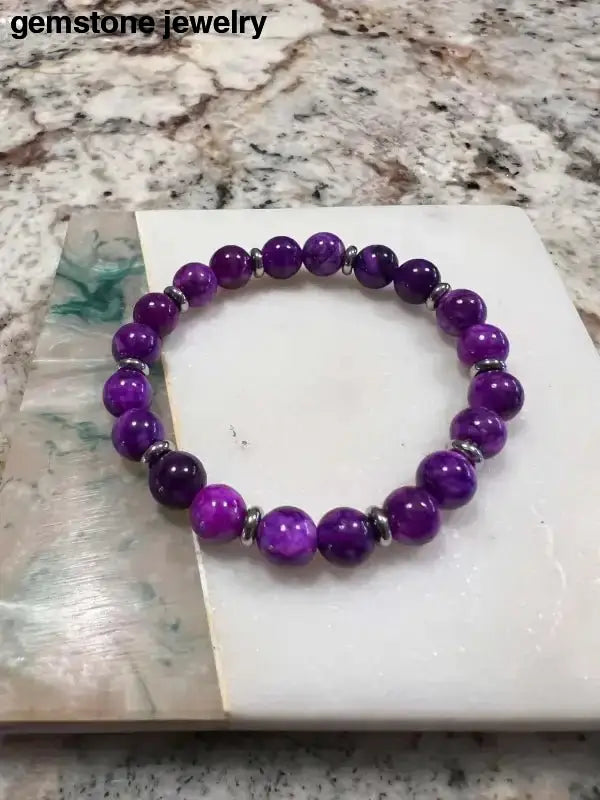 Sugilite Beaded Bracelet in Purple Gemstone Elegance - Bec Sue Jewelry Shop