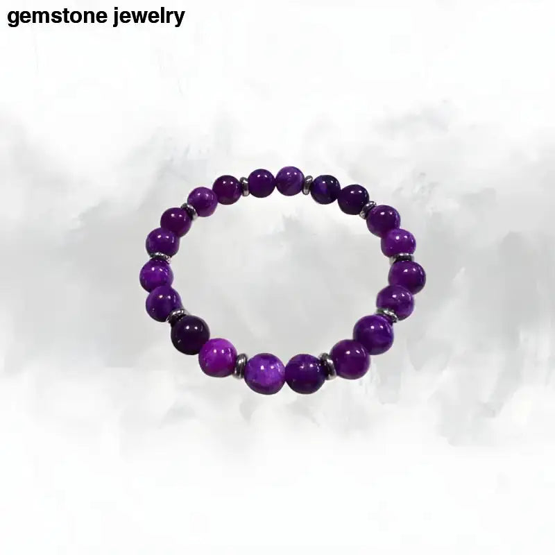 Sugilite Beaded Bracelet in Purple Gemstone Elegance - Bec Sue Jewelry Shop