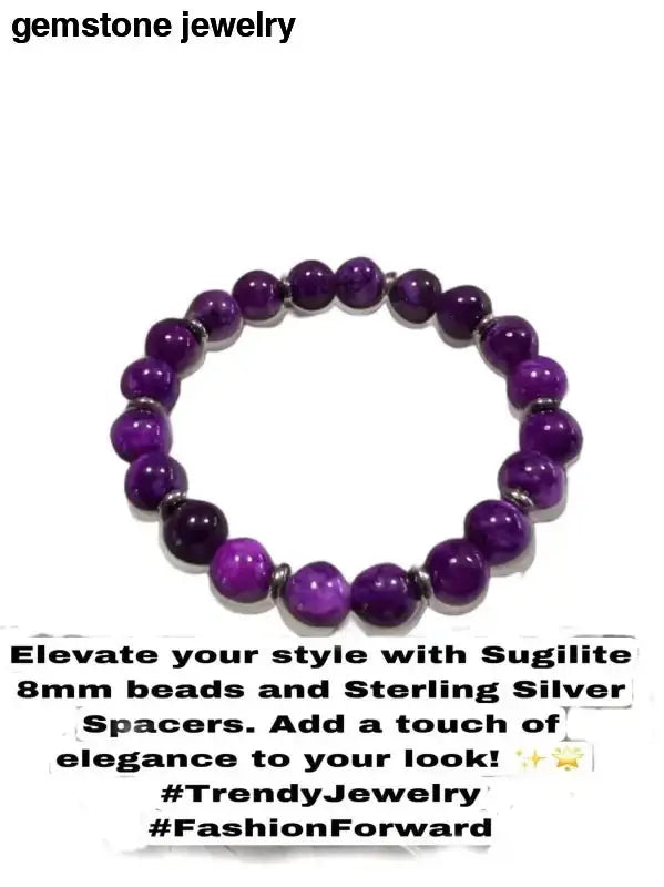 Sugilite Beaded Bracelet in Purple Gemstone Elegance - Bec Sue Jewelry Shop