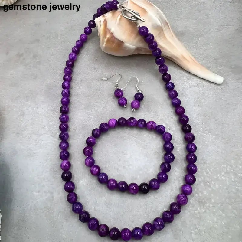 Sugilite Jewelry Set with Necklace and Bracelet - Bec Sue Jewelry Shop