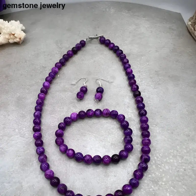 Sugilite Jewelry Set with Necklace and Bracelet - Bec Sue Jewelry Shop