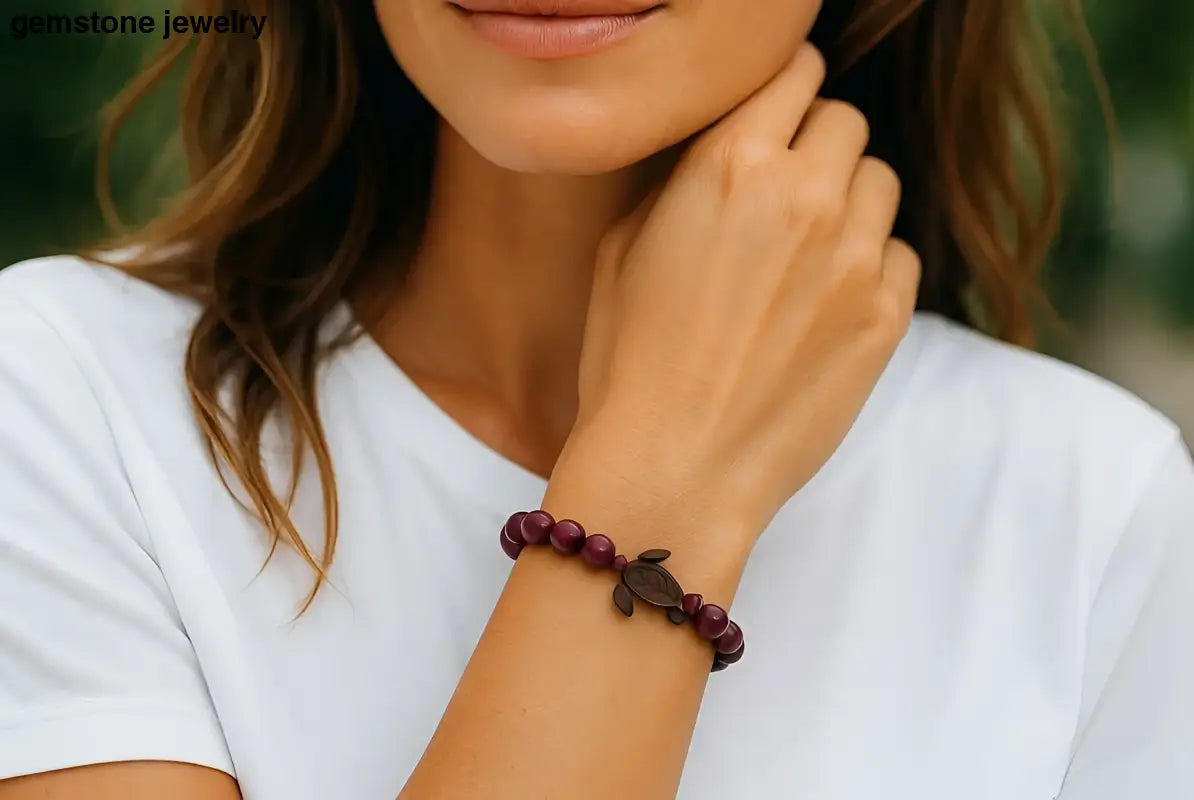 Beaded Sugilite Turtle Bracelet with pearl turtle charm for healing and protection