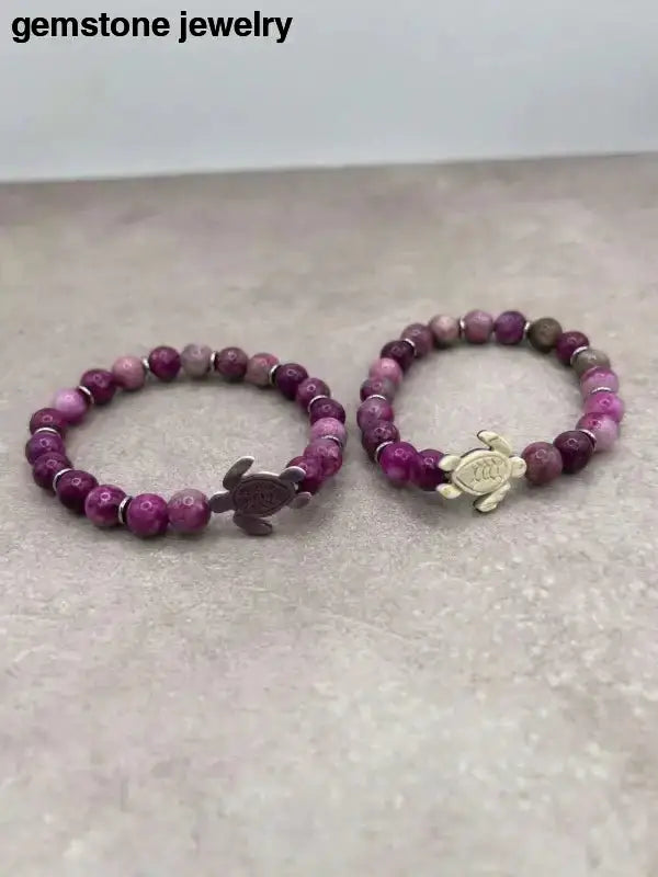 Sugilite Turtle Bracelet for Healing and Protection - Bec Sue Jewelry Shop