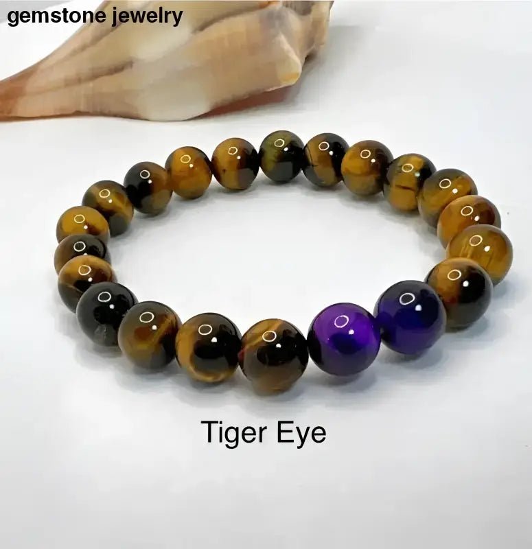 Tiger Eye 8mm Bead Bracelet Handmade - Bec Sue Jewelry Shop