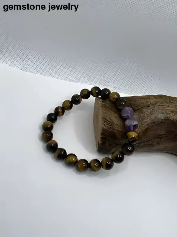 Tiger Eye and Amethyst 8mm Beaded Bracelet - Bec Sue Jewelry Shop