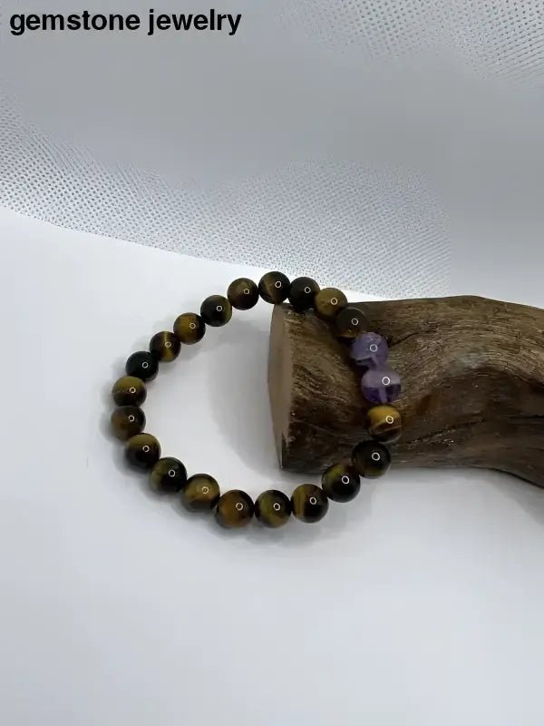 Tiger Eye and Amethyst 8mm Beaded Bracelet - Bec Sue Jewelry Shop