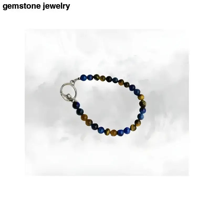 Tiger Eye and Blue Mystic Lapis Gemstone Beaded Bracelet - Bec Sue Jewelry Shop