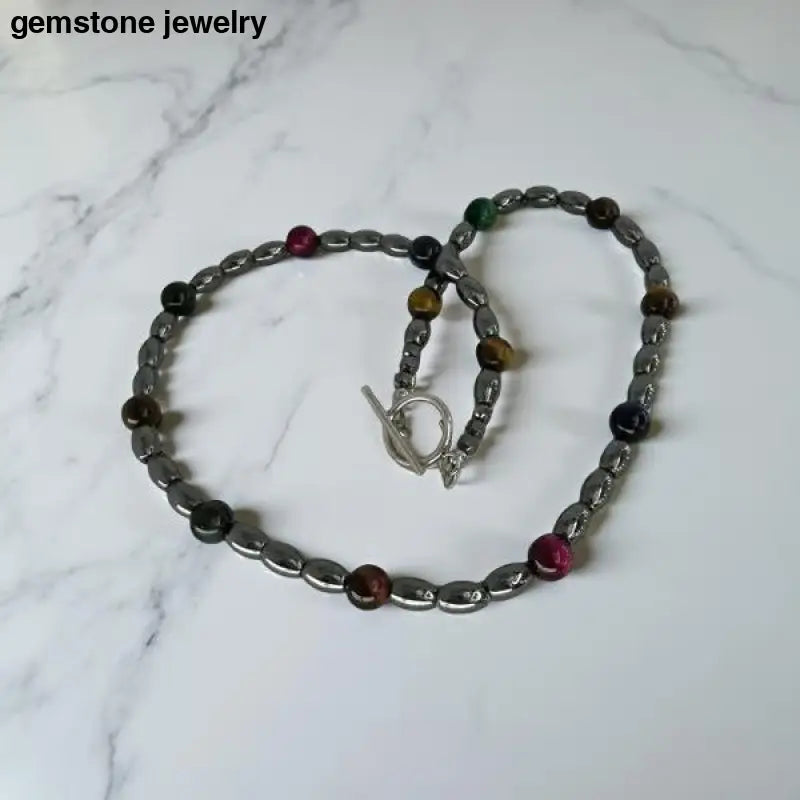 Tiger Eye and Hematite Bead Necklace for Men showcasing stylish hematite men’s necklace design
