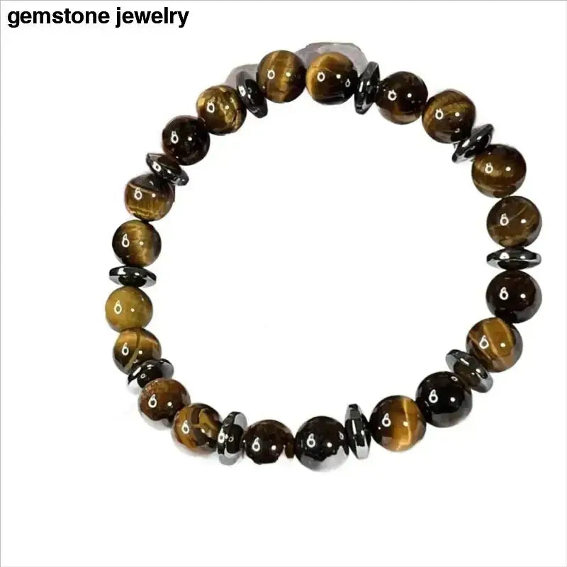 Tiger Eye and Hematite Beaded Bracelet - Bec Sue Jewelry Shop