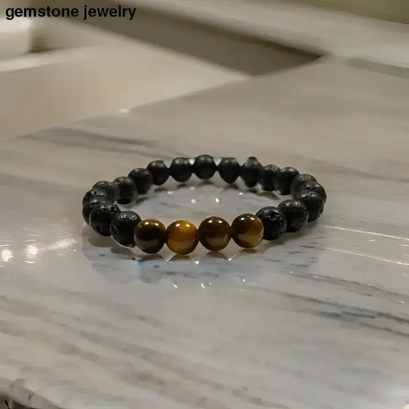 Tiger Eye and Lava Stone Beaded Bracelets Set - Bec Sue Jewelry Shop