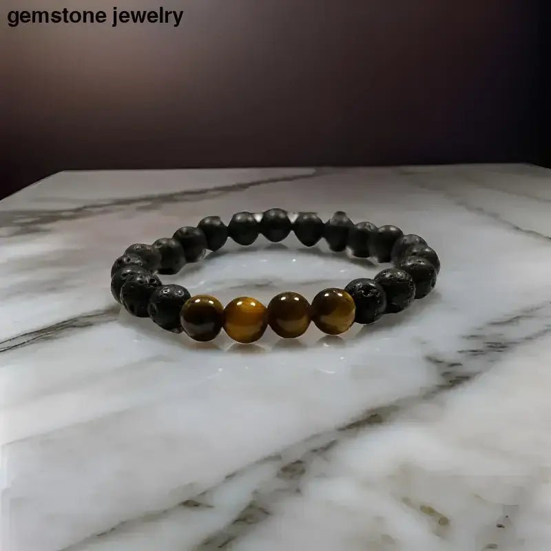 Tiger Eye and Lava Stone Beaded Bracelets Set - Bec Sue Jewelry Shop