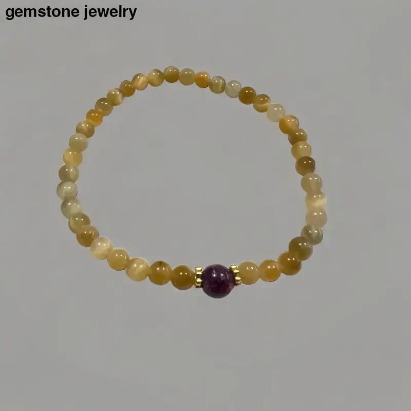 Tiger Eye and Purple Jasper Stretch Bracelets Set - Bec Sue Jewelry Shop