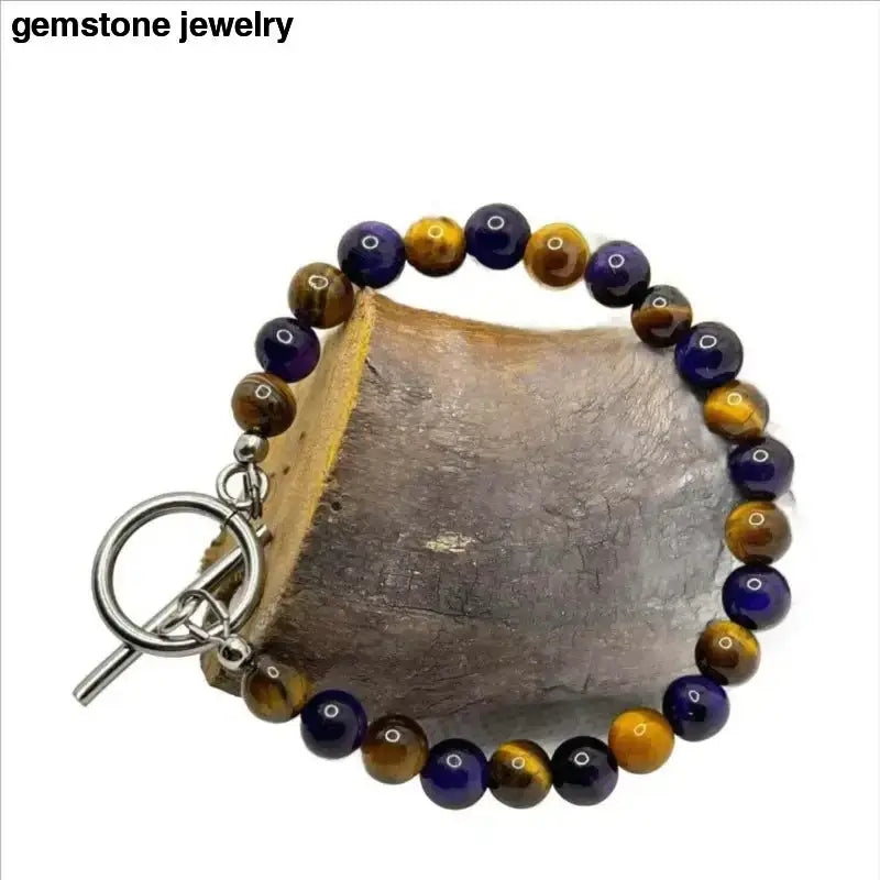 Tiger Eye Beaded Bracelet with Toggle Clasp - Bec Sue Jewelry Shop