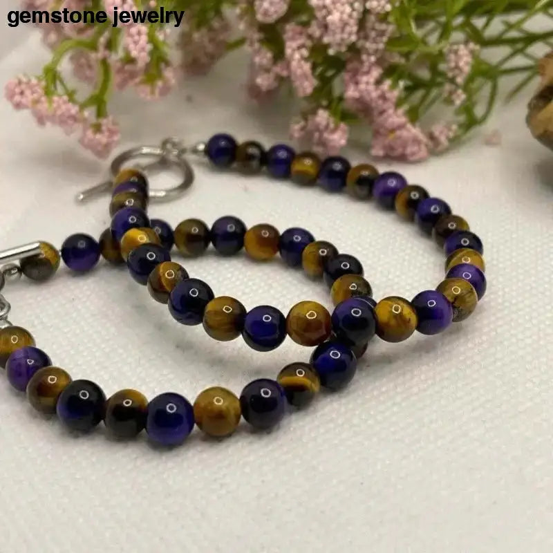 Tiger Eye Beaded Bracelet with Toggle Clasp - Bec Sue Jewelry Shop