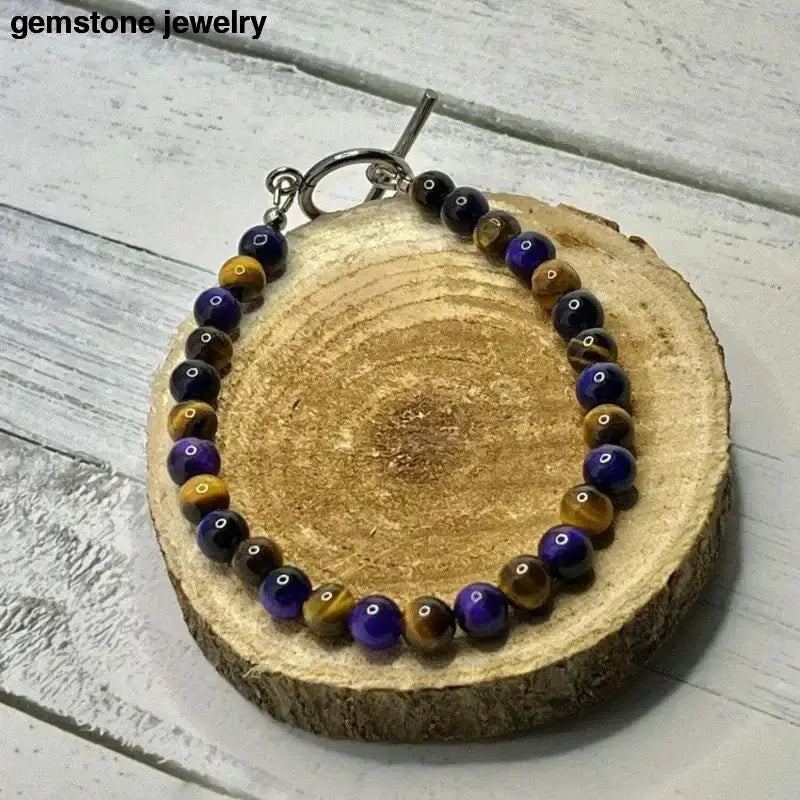 Tiger Eye Beaded Bracelet with Toggle Clasp - Bec Sue Jewelry Shop