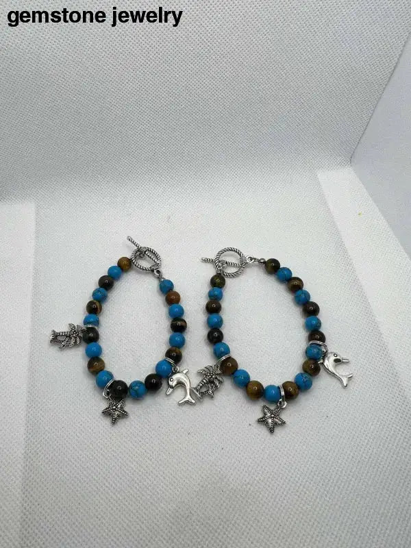 Tiger Eye Charm Bracelet with Beaded Design - Bec Sue Jewelry Shop