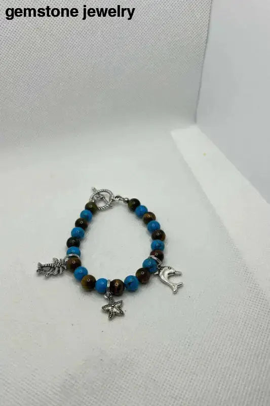 Tiger Eye Charm Bracelet with Beaded Design - Bec Sue Jewelry Shop