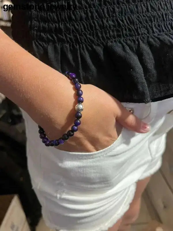 Tiger Eye Gemstone Bracelet in Purple - Bec Sue Jewelry Shop