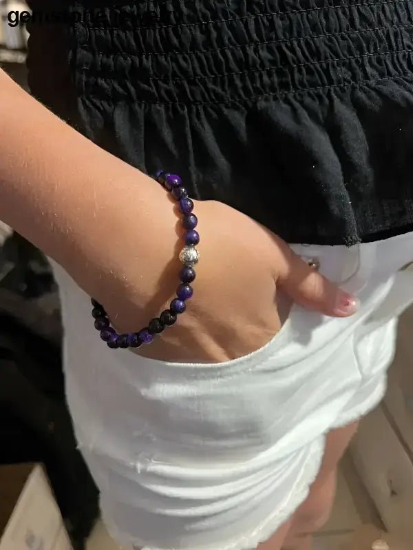Tiger Eye Gemstone Bracelet in Purple - Bec Sue Jewelry Shop