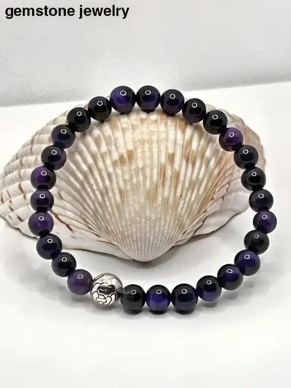 Tiger Eye Gemstone Bracelet in Purple - Bec Sue Jewelry Shop