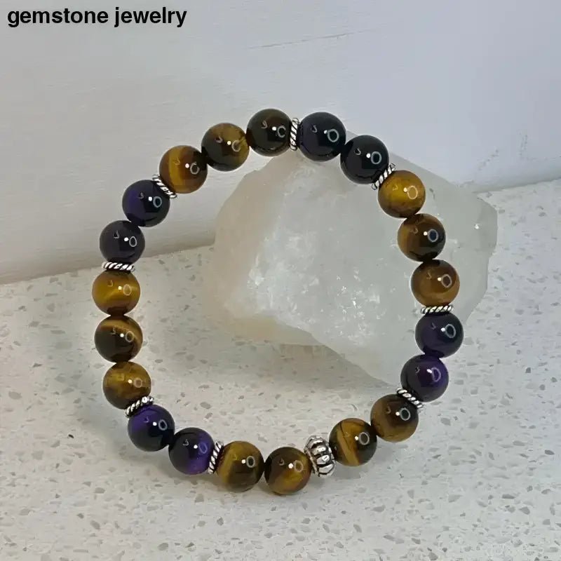 Tiger Eye Stretch Bracelet Beaded Gemstone Design - Bec Sue Jewelry Shop