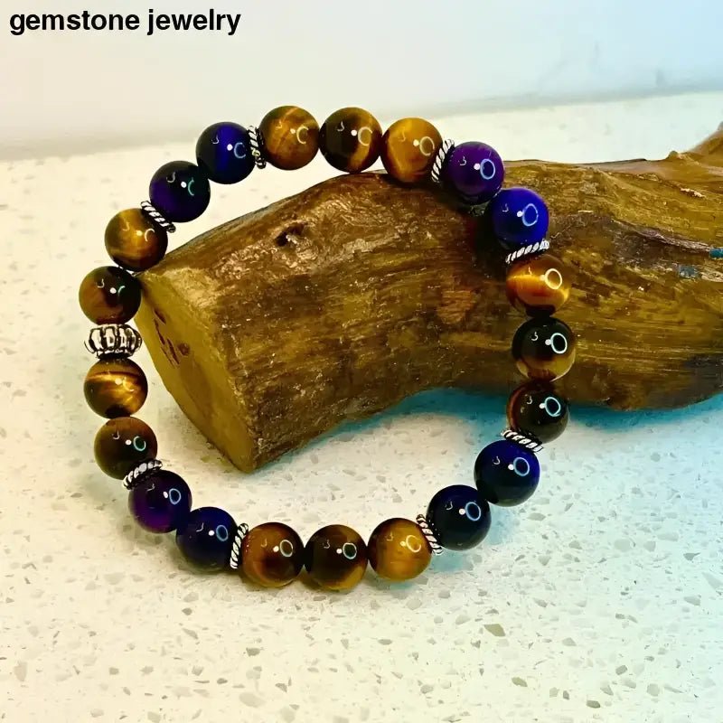 Tiger Eye Stretch Bracelet Beaded Gemstone Design - Bec Sue Jewelry Shop