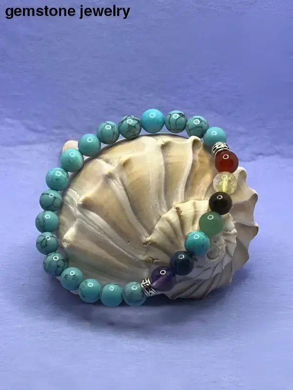 Turquoise and Blue Turquoise Beaded Gemstone Bracelets Set - Bec Sue Jewelry Shop