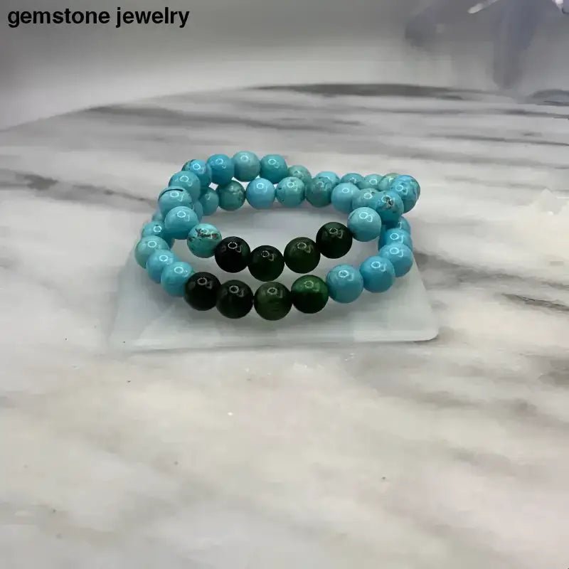 Turquoise Jewelry Beaded Bracelet in Green and Turquoise Colors - Bec Sue Jewelry Shop