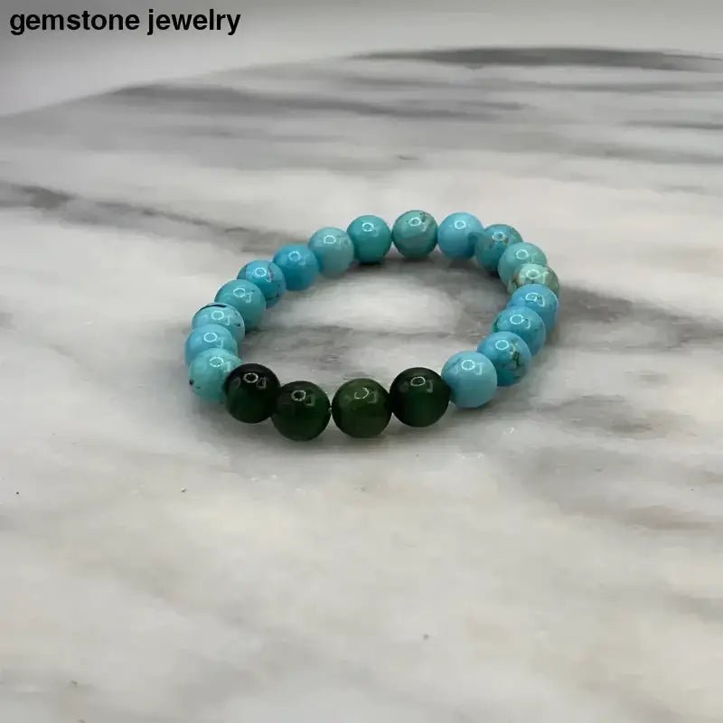 Turquoise Jewelry Beaded Bracelet in Green and Turquoise Colors - Bec Sue Jewelry Shop