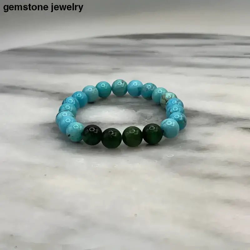 Turquoise Jewelry Beaded Bracelet in Green and Turquoise Colors - Bec Sue Jewelry Shop