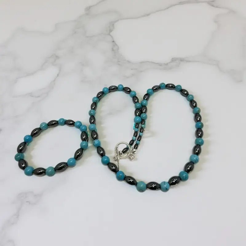 Turquoise Jewelry, Hematite Bracelet, Handmade Turquoise Jewelry - Bec Sue Jewelry Shop