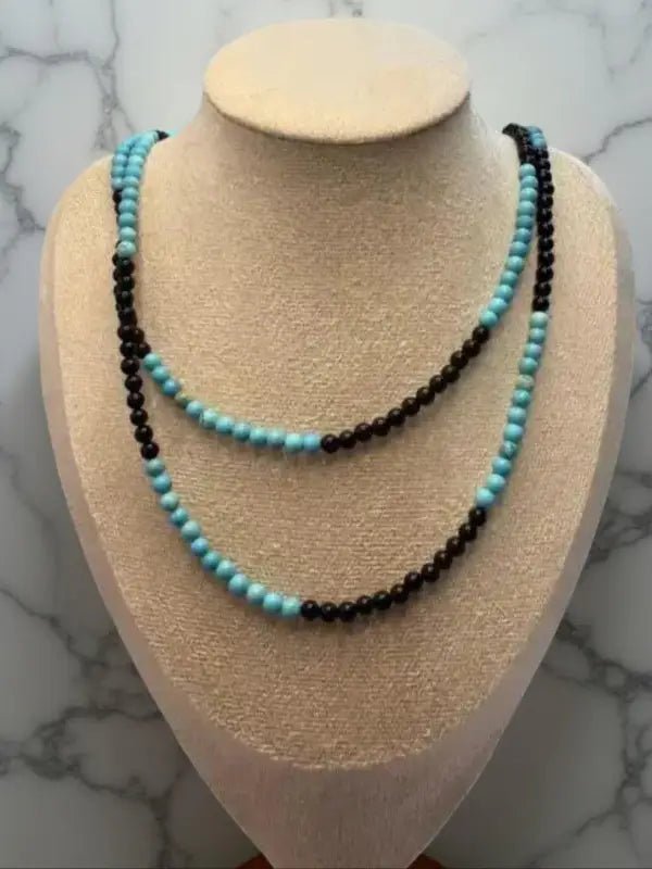 Turquoise Necklace women, Handmade Turquoise and Black Gemstone Necklace - Bec Sue Jewelry Shop