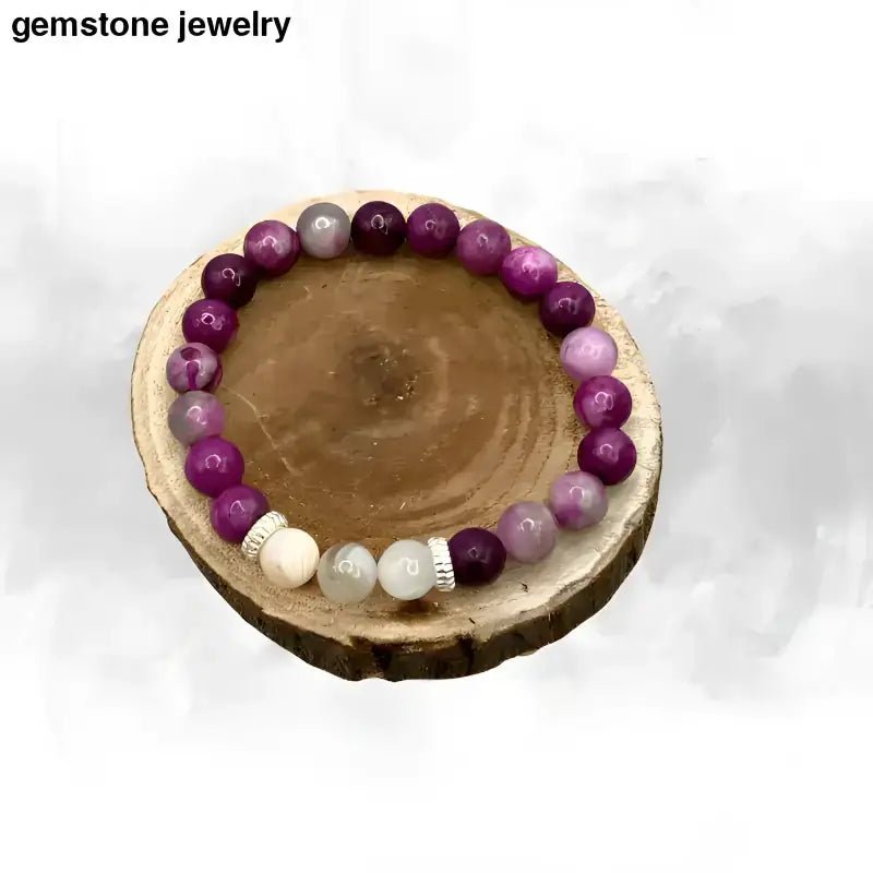 Unisex Sugilite Jewelry Gemstone Beaded Bracelet with Agate 8mm - Bec Sue Jewelry Shop