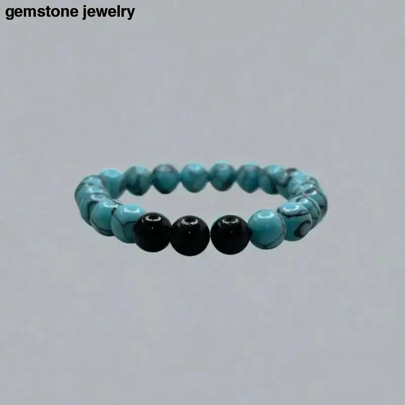 Vibrant Turquoise and Black Beaded Tourmaline Gemstone Bracelet - Bec Sue Jewelry Shop
